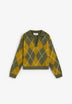 DIAMOND TEXTURED WEAVE SWEATER WITH POLO SHIRT COLLAR