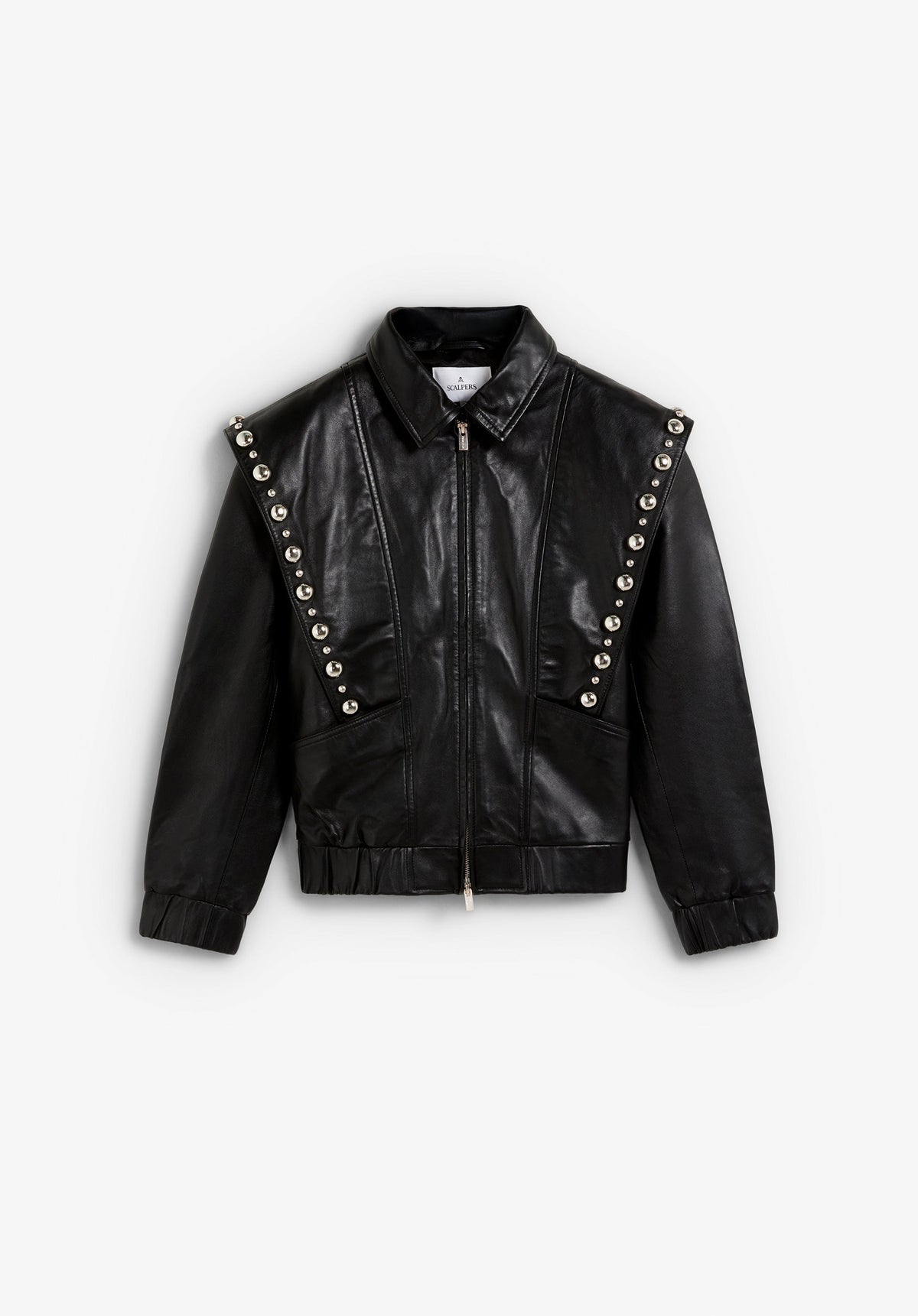 LEATHER JACKET WITH DECORATIVE STUDS