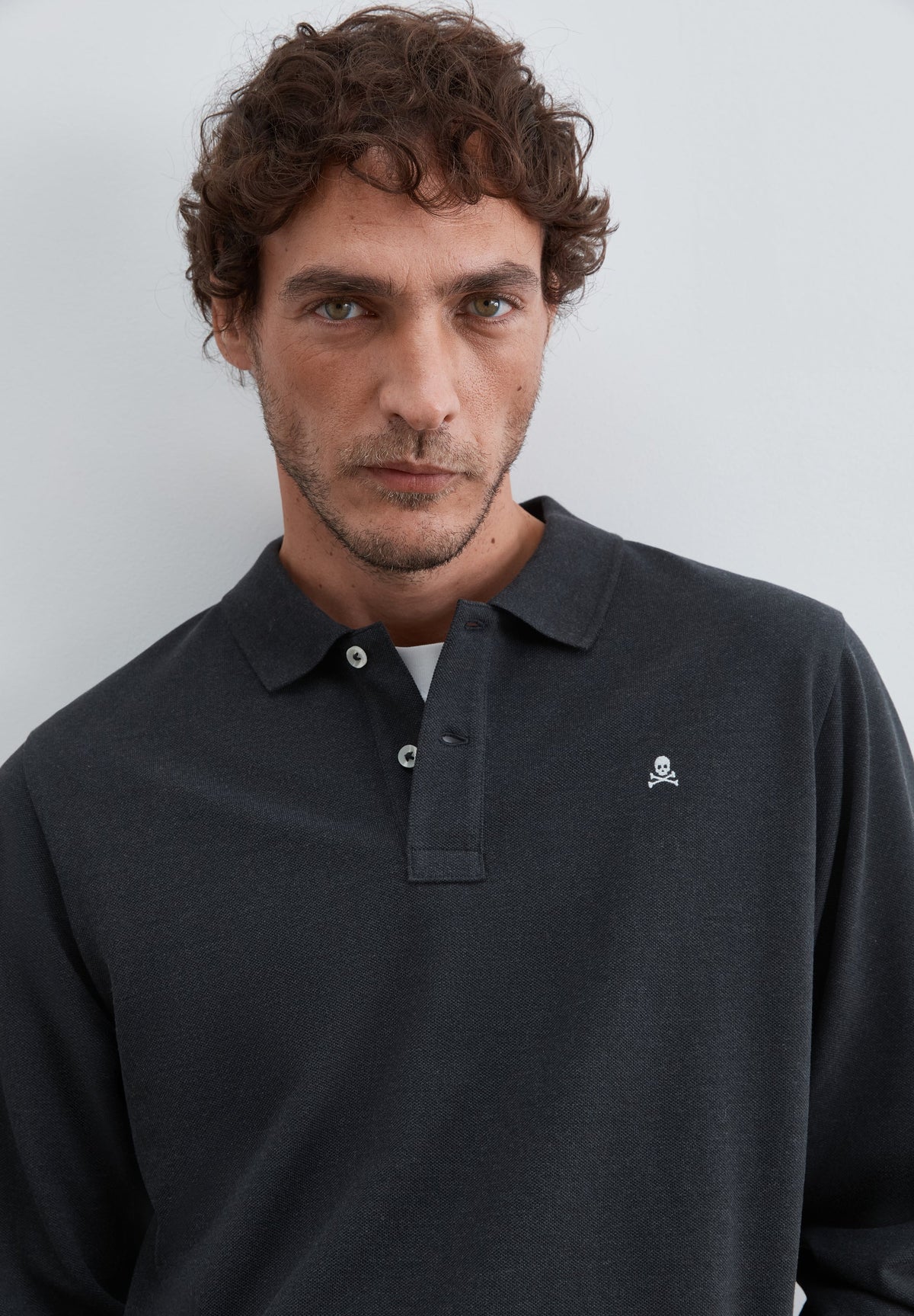 LONG SLEEVE POLO SHIRT WITH SKULL