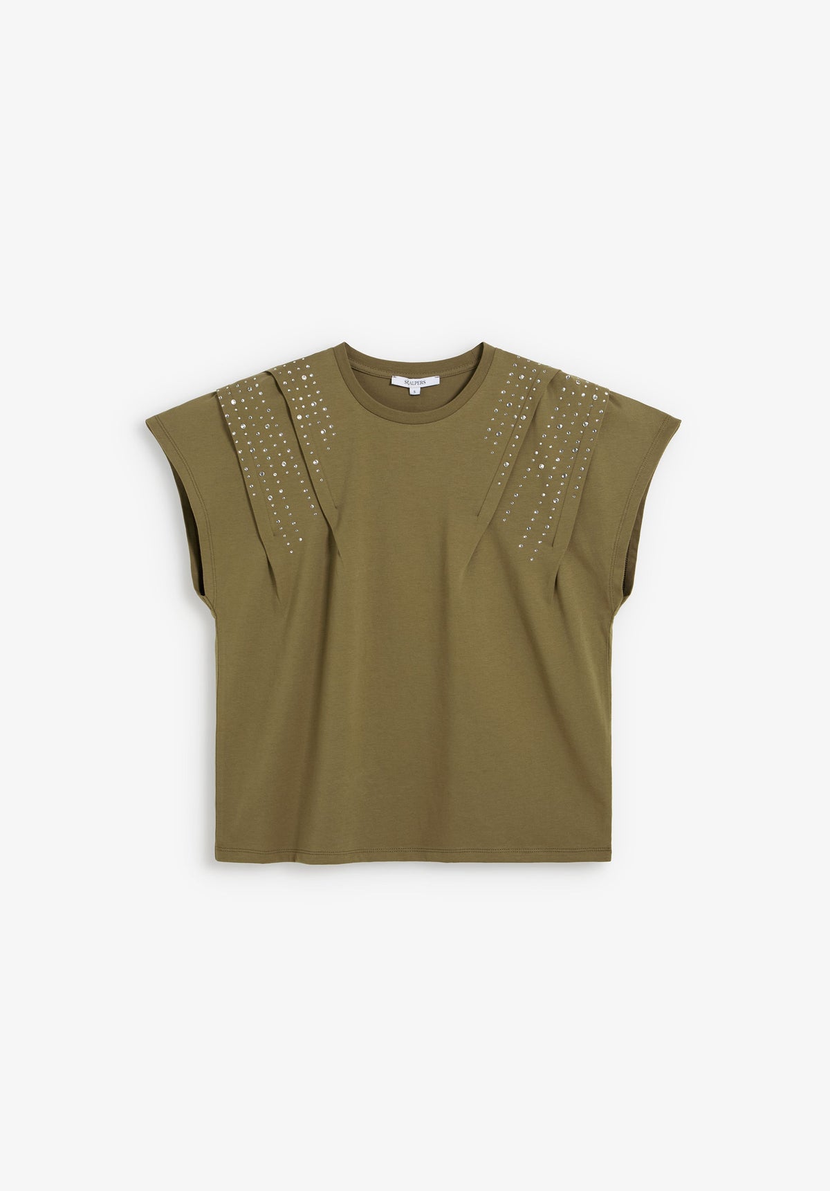 PLEATED DETAIL T-SHIRT WITH STUDS