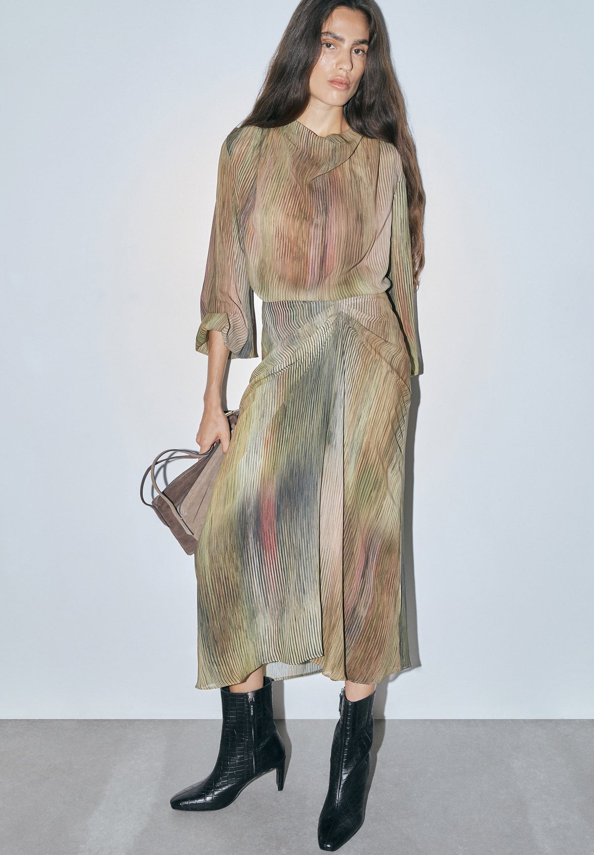 MULTICOLOURED PLEATED BLOUSE