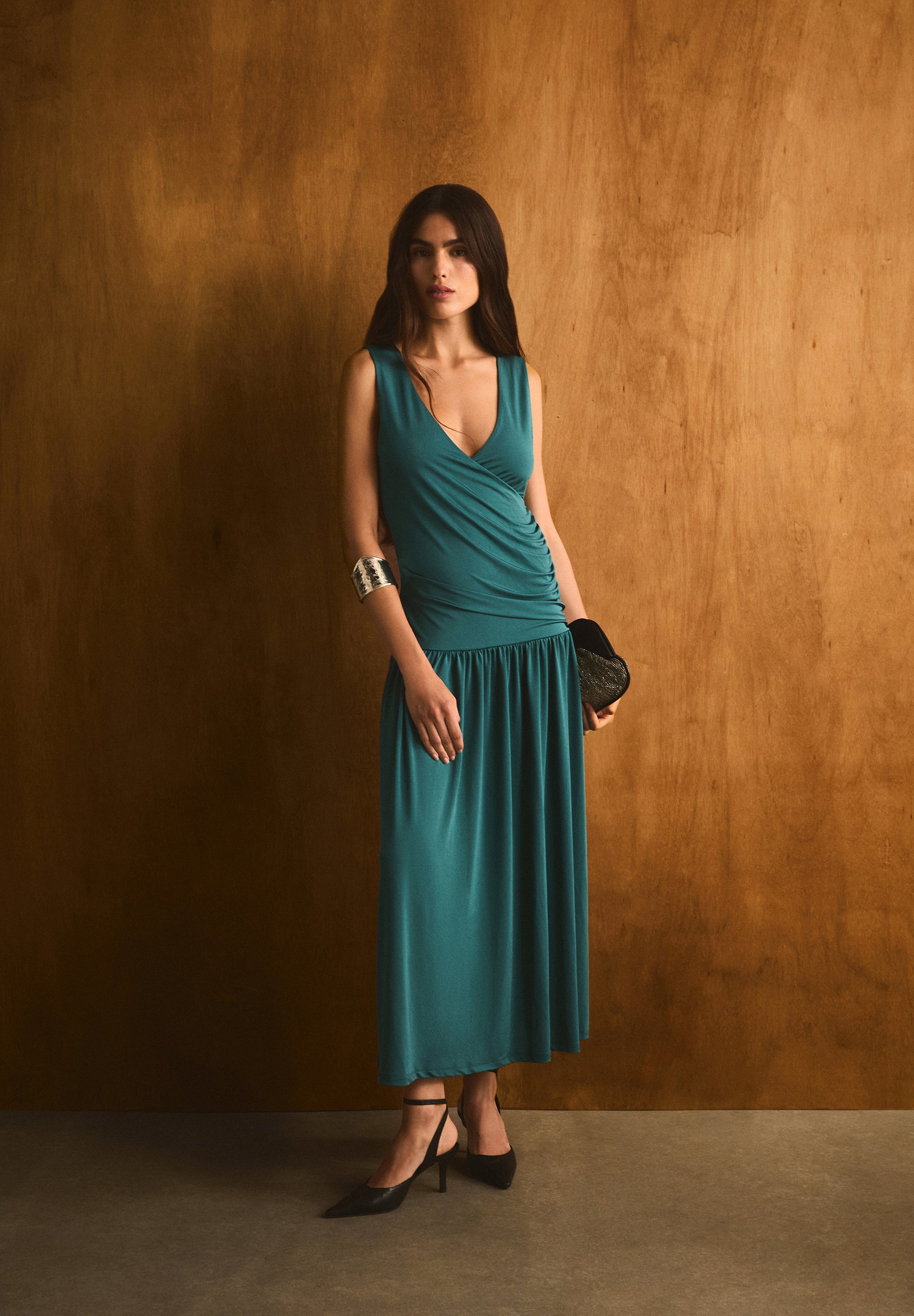 SCDRAPPED V JERSEY DRESS
