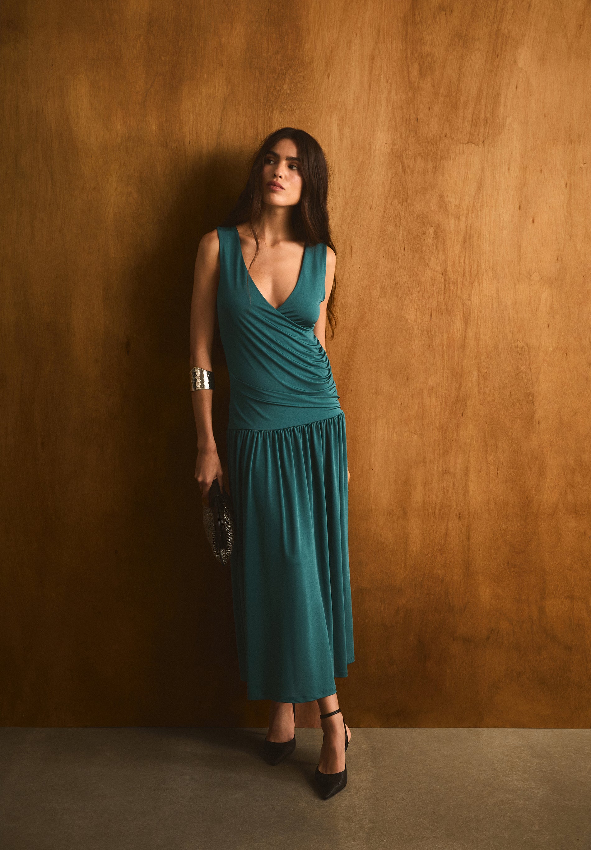 SCDRAPPED V JERSEY DRESS