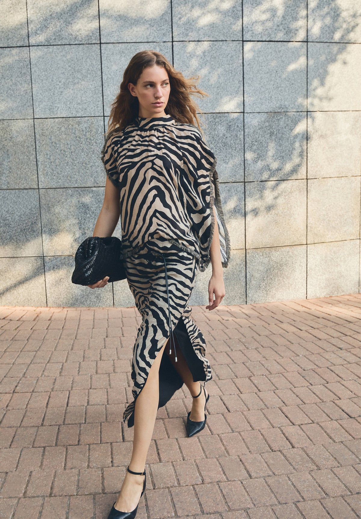 SCZEBRA FRINGES SKIRT