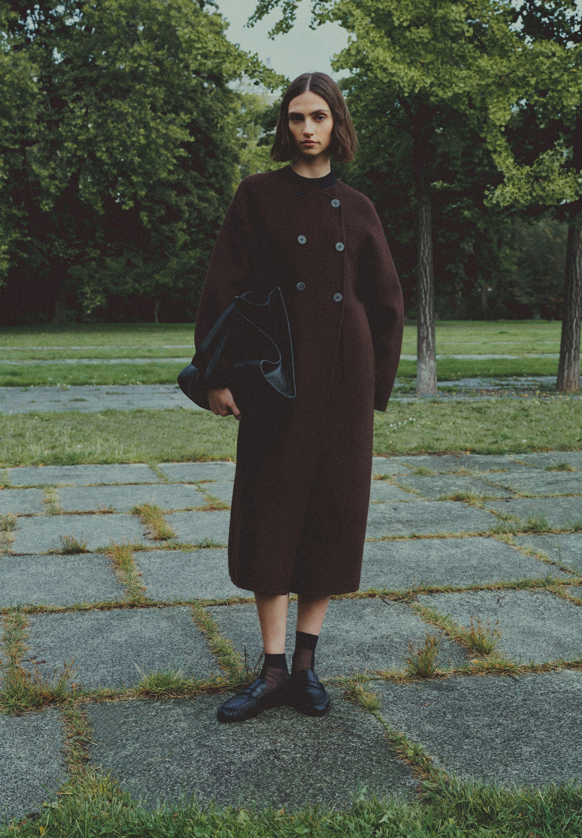 REVERSIBLE WOOL BLEND COAT