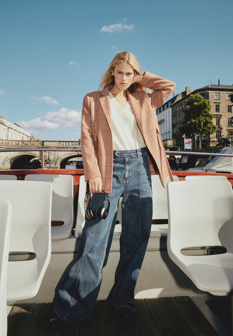 CHECK BLAZER WITH BELT