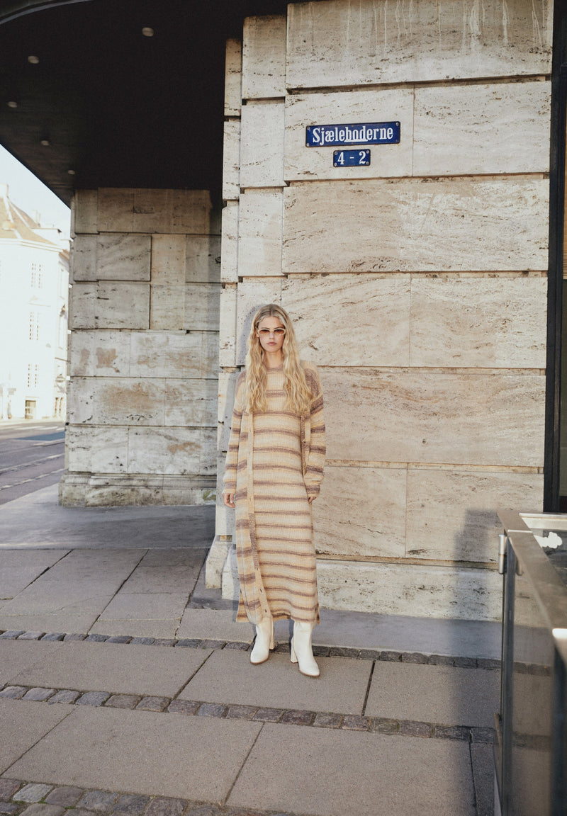 KNITTED MIDI DRESS WITH STRIPES