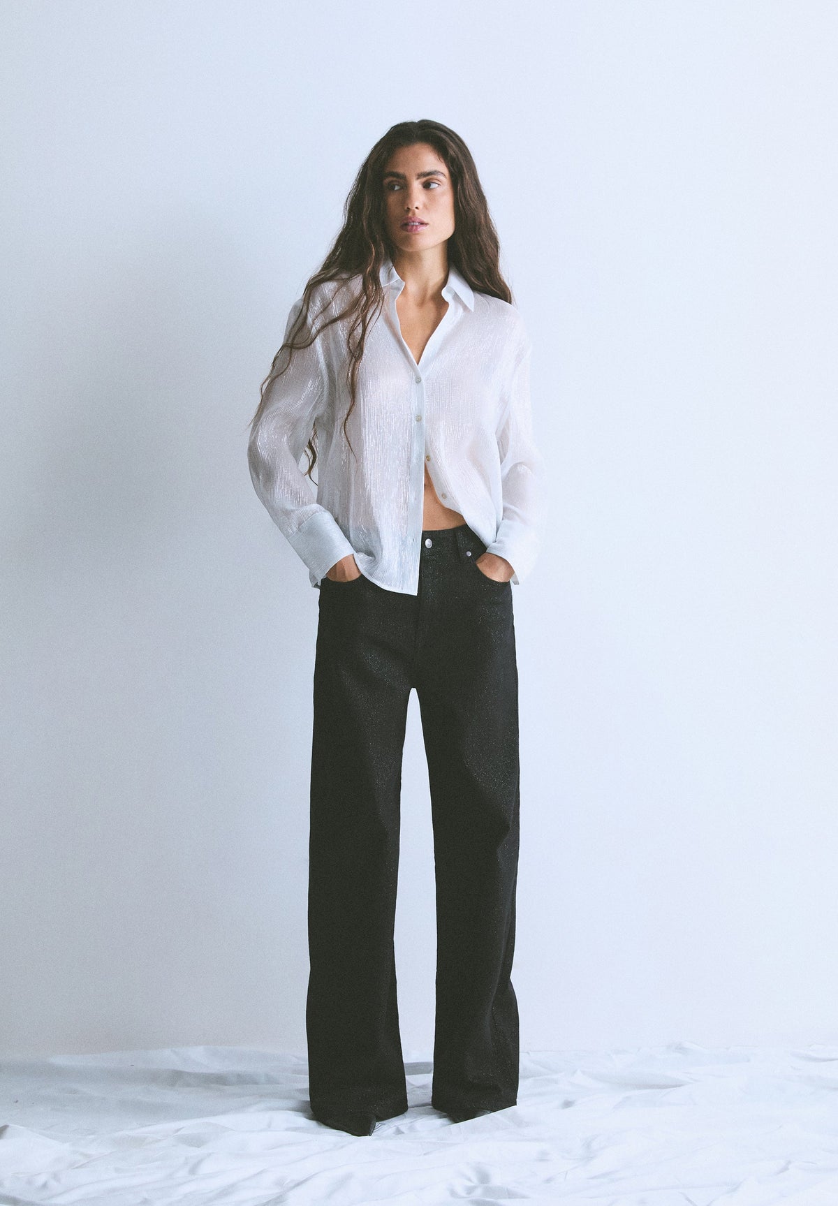 WIDE LEG GLITTER JEANS