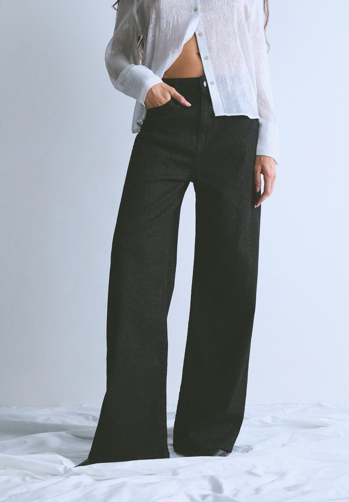 WIDE LEG GLITTER JEANS
