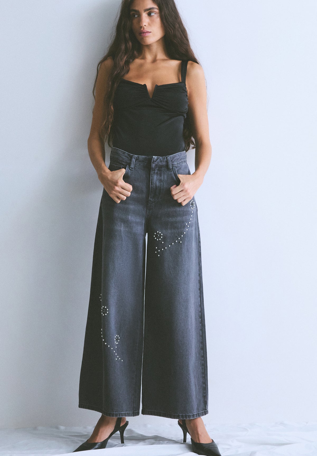 SCCULOTTE STUDS DENIM PANT