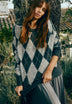 TWO-TONE DIAMOND PATTERN SWEATER