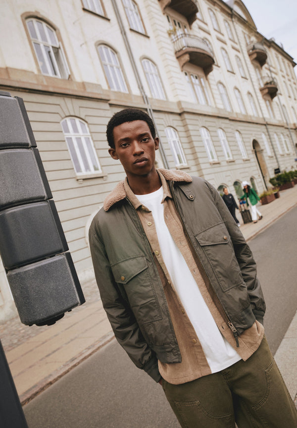 AVIATOR JACKET WITH SHEARLING COLLAR