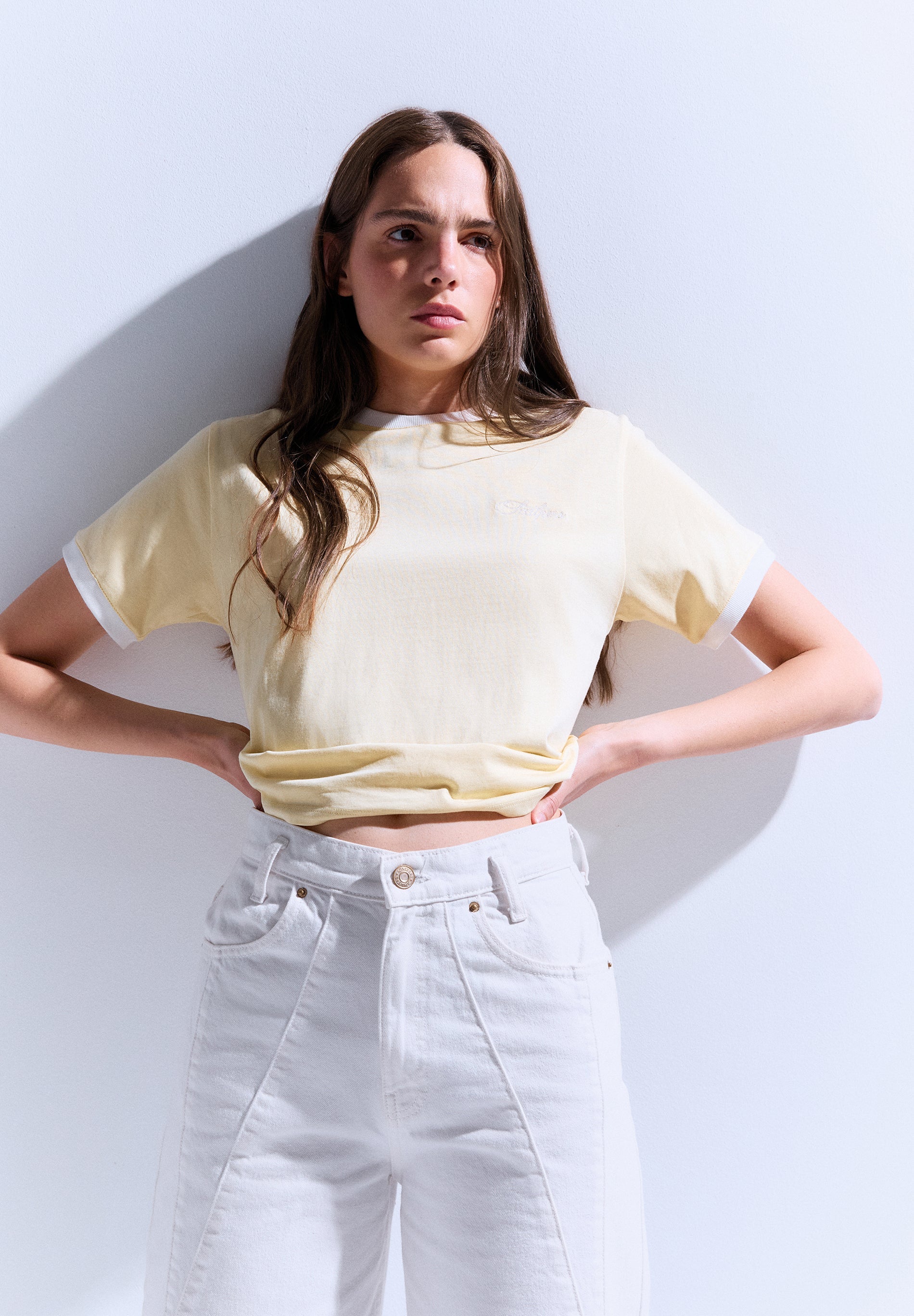TWO-TONE RIBBED CONTRAST T-SHIRT