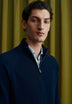 KNIT SWEATER WITH ZIP-UP MOCK NECK