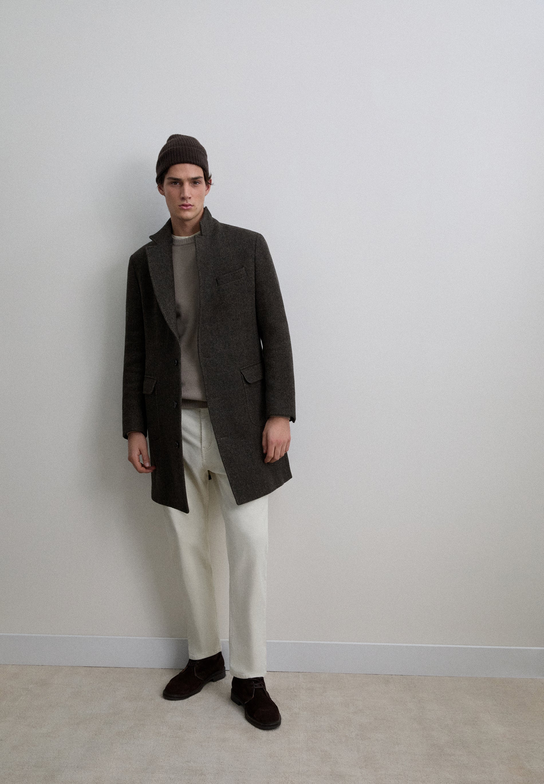 HERRINGBONE WOOL COAT