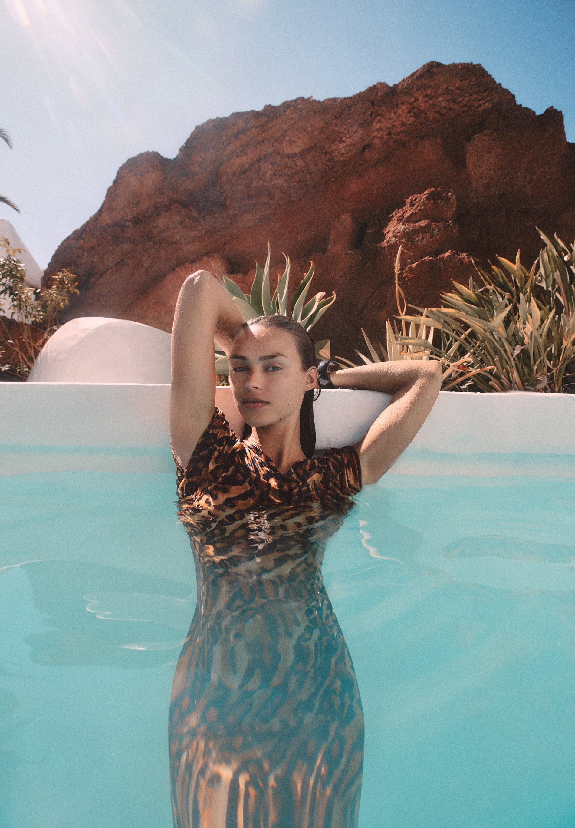ANIMAL PRINT SATIN DRESS