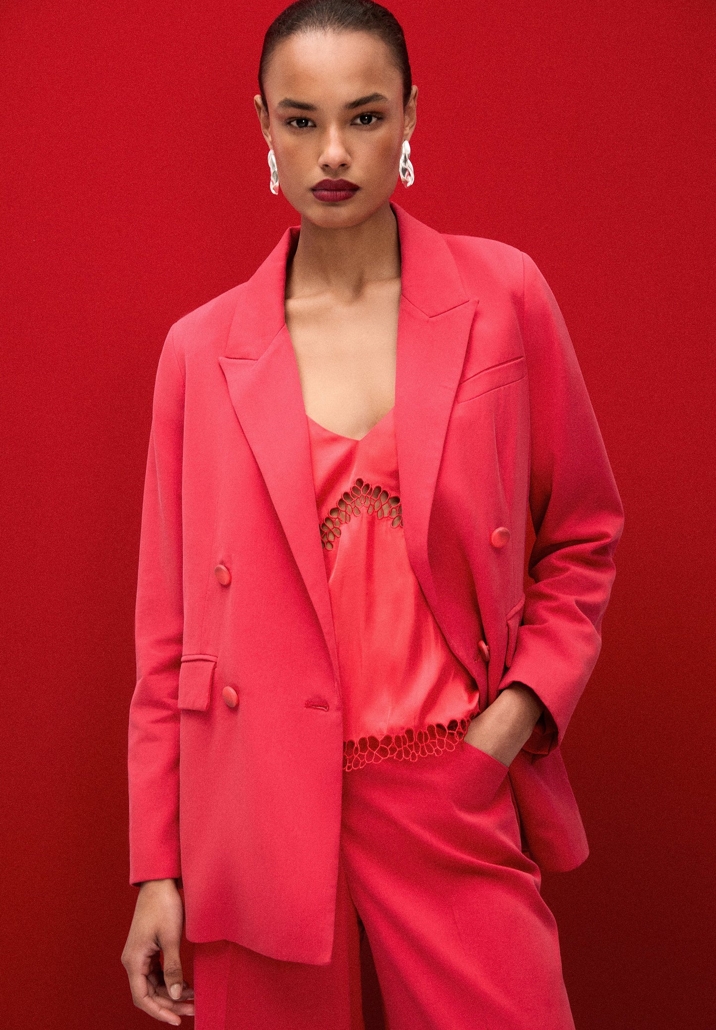 DOUBLE BREASTED FLOWING BLAZER