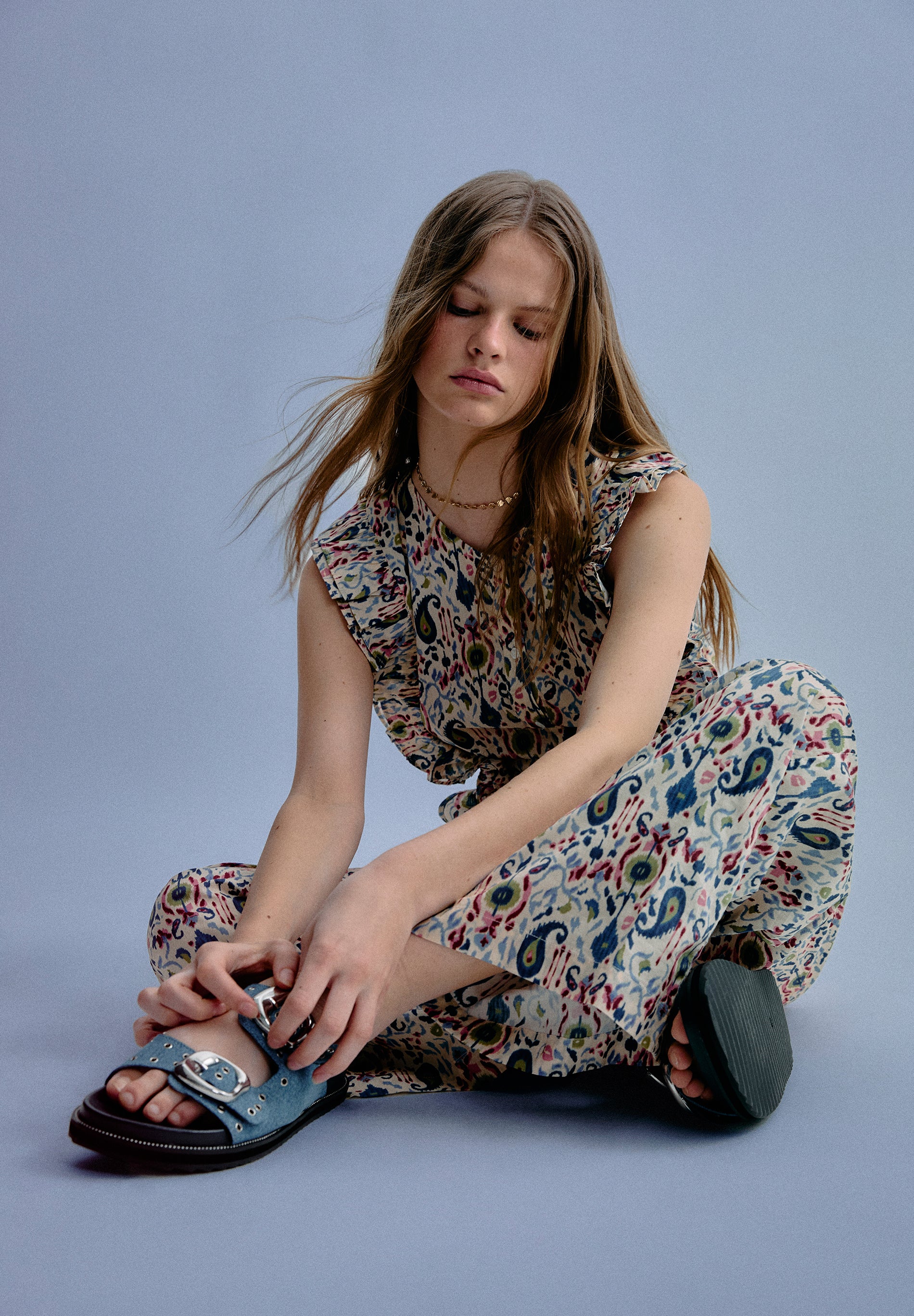 PRINTED JUMPSUIT WITH RUFFLE