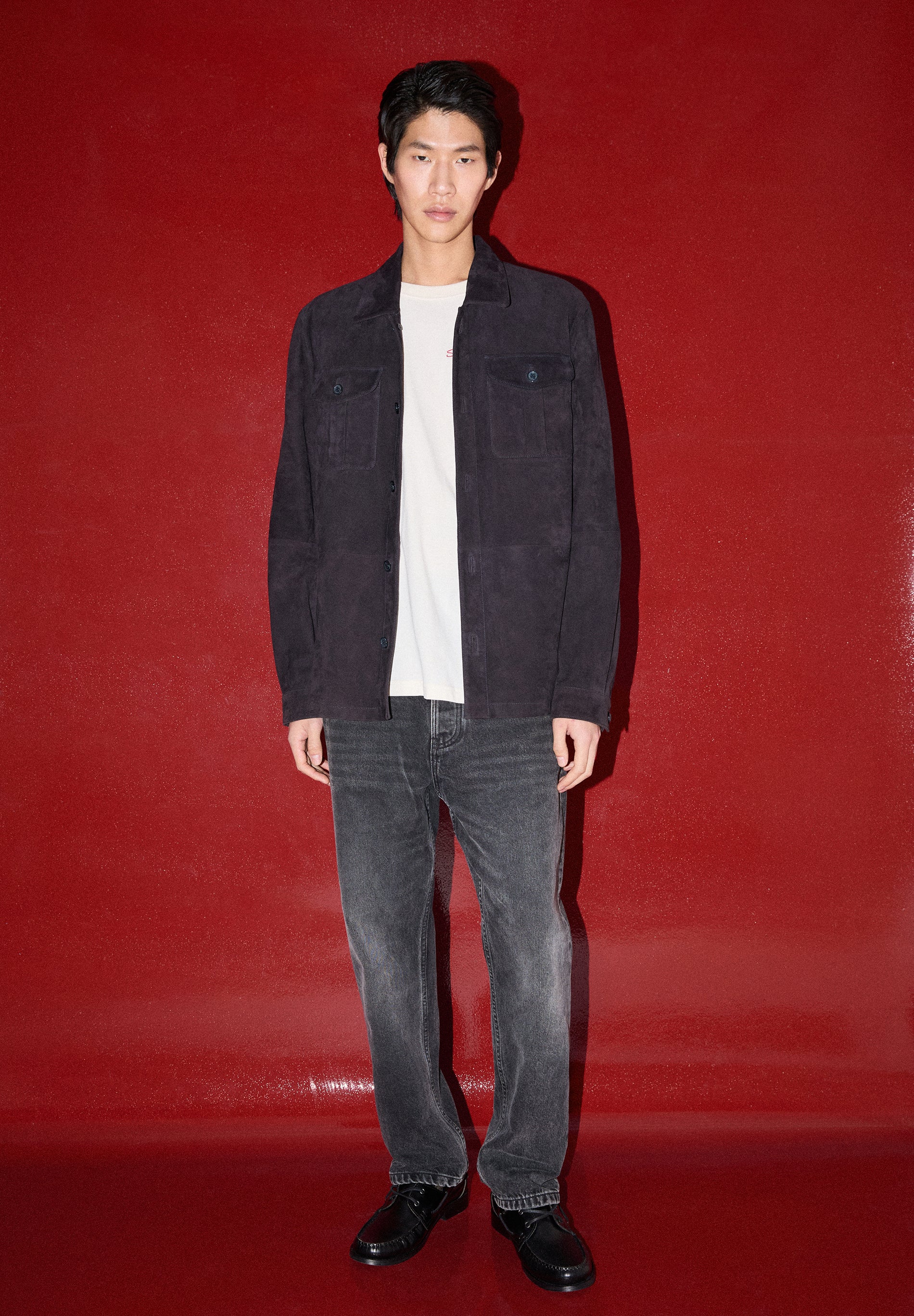 SUEDE OVERSHIRT WITH POCKETS