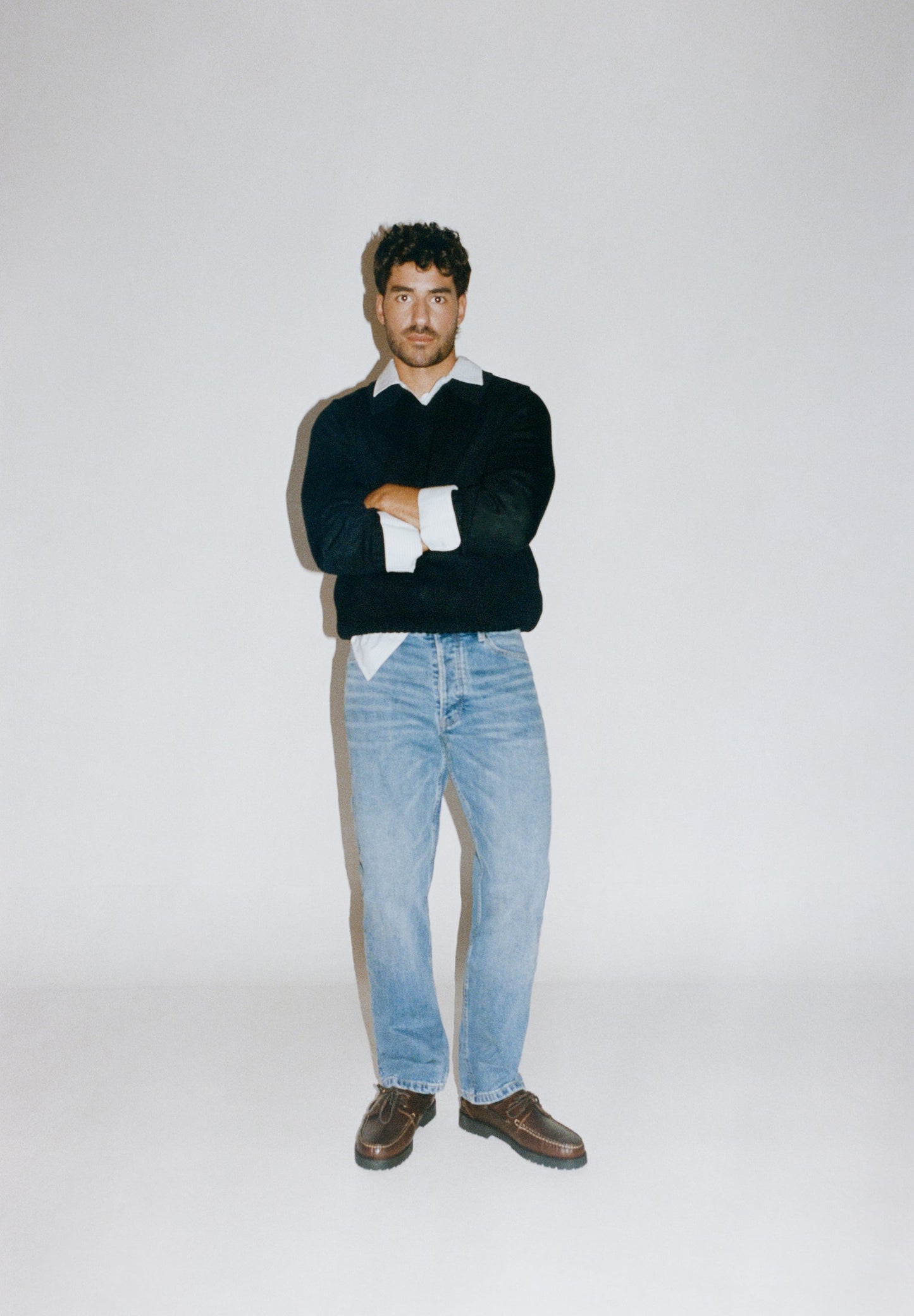 COTTON KNIT POLO SWEATER