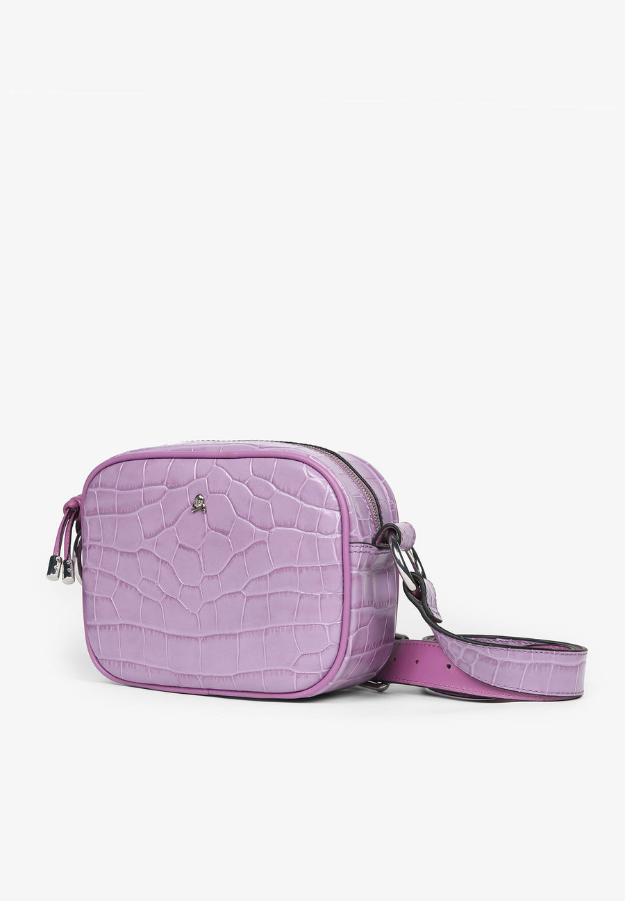 EMBOSSED CROCODILE SKIN EFFECT LEATHER BAG