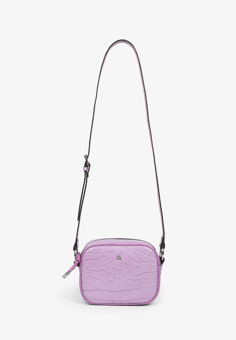 EMBOSSED CROCODILE SKIN EFFECT LEATHER BAG