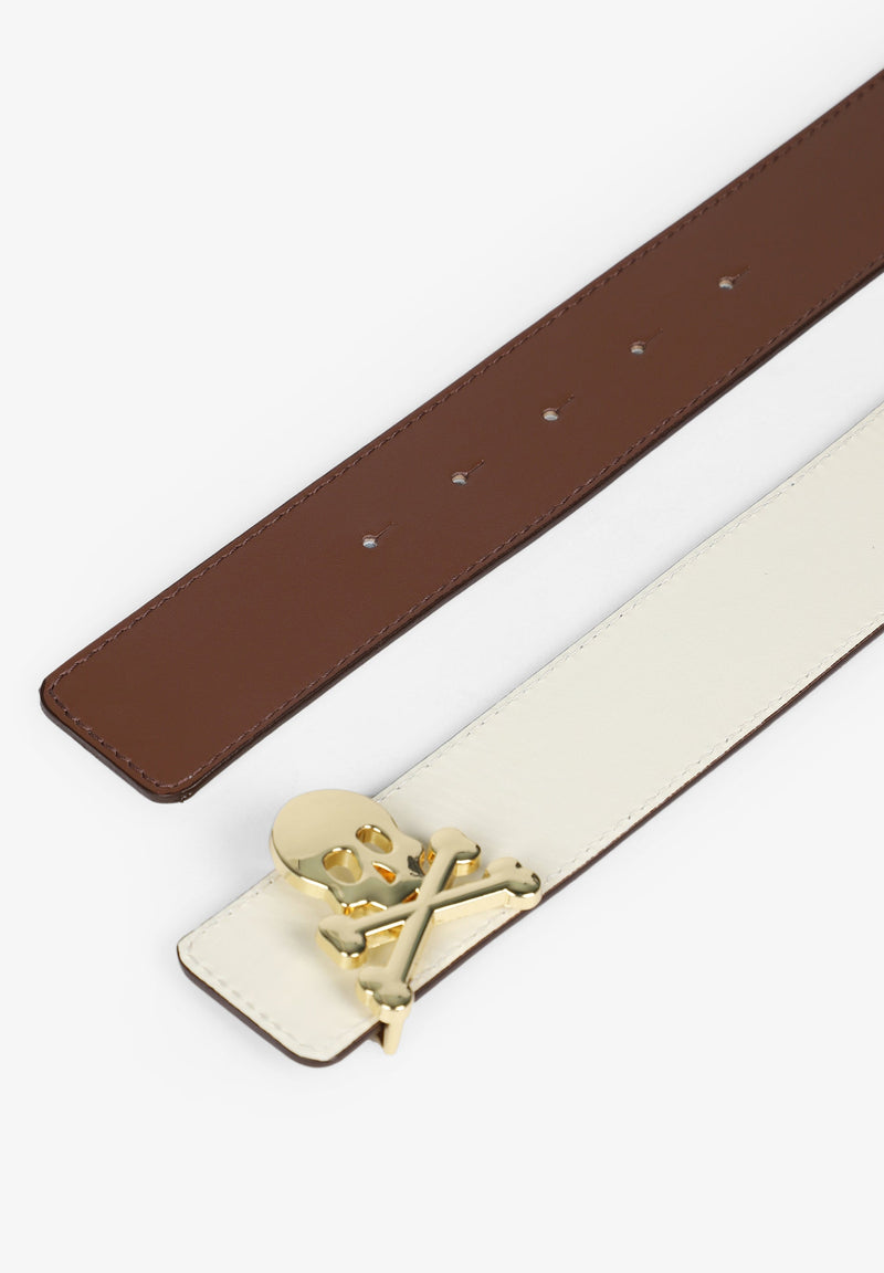 REVERSIBLE LEATHER BELT WITH SKULL