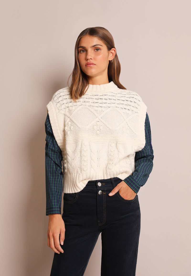 CABLE-KNIT GILET