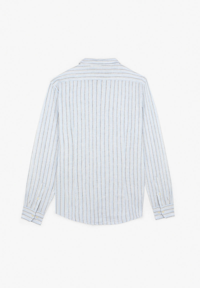 STRIPED LINEN SLIM-FIT SHIRT