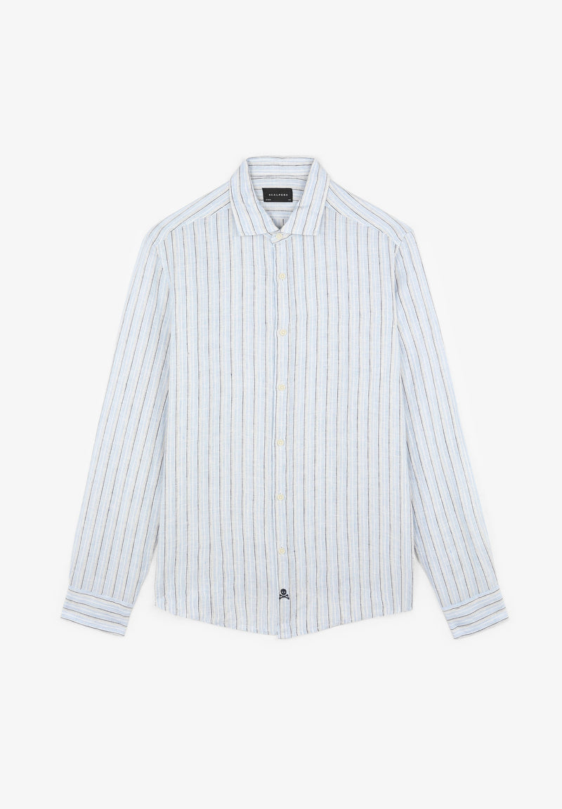 STRIPED LINEN SLIM-FIT SHIRT